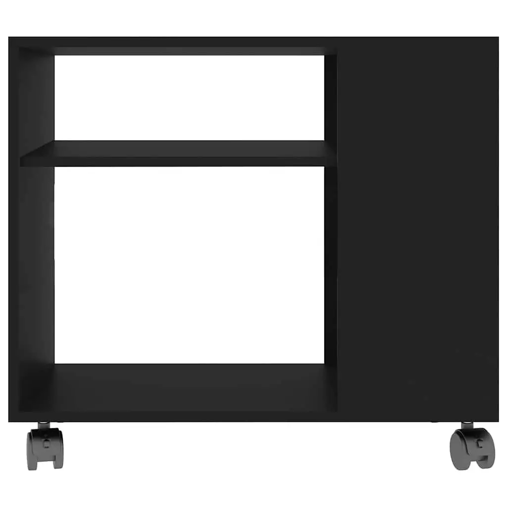 End Table Black Accent Side Table with Wheels Living Room Furniture Storage