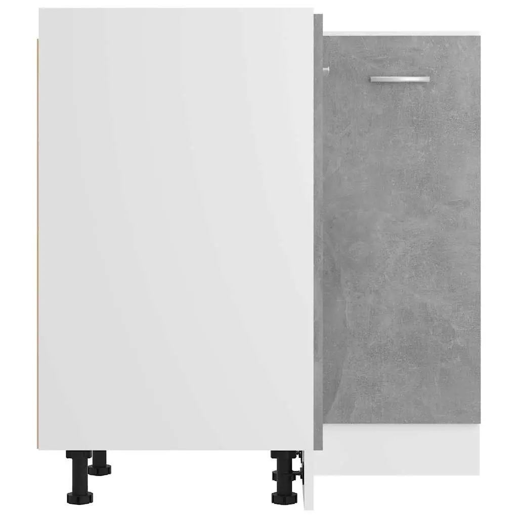 Corner Bottom Kitchen Cabinet Grey Storage Unit with Shelves and Doors