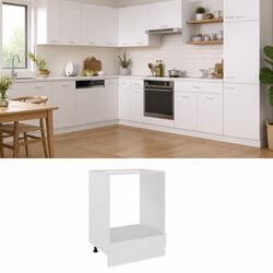 Engineered Wood White Oven Cabinet with Storage Shelf