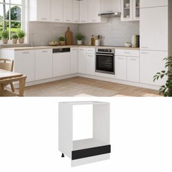 Black Engineered Wood Oven Cabinet for Efficient Storage 60x46x81.5cm