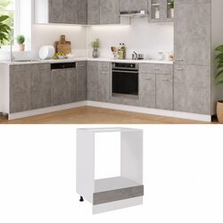 Engineered Wood Grey Oven Cabinet with Storage Shelf