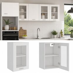 Hanging Glass Kitchen Cabinet with Engineered Wood Structure