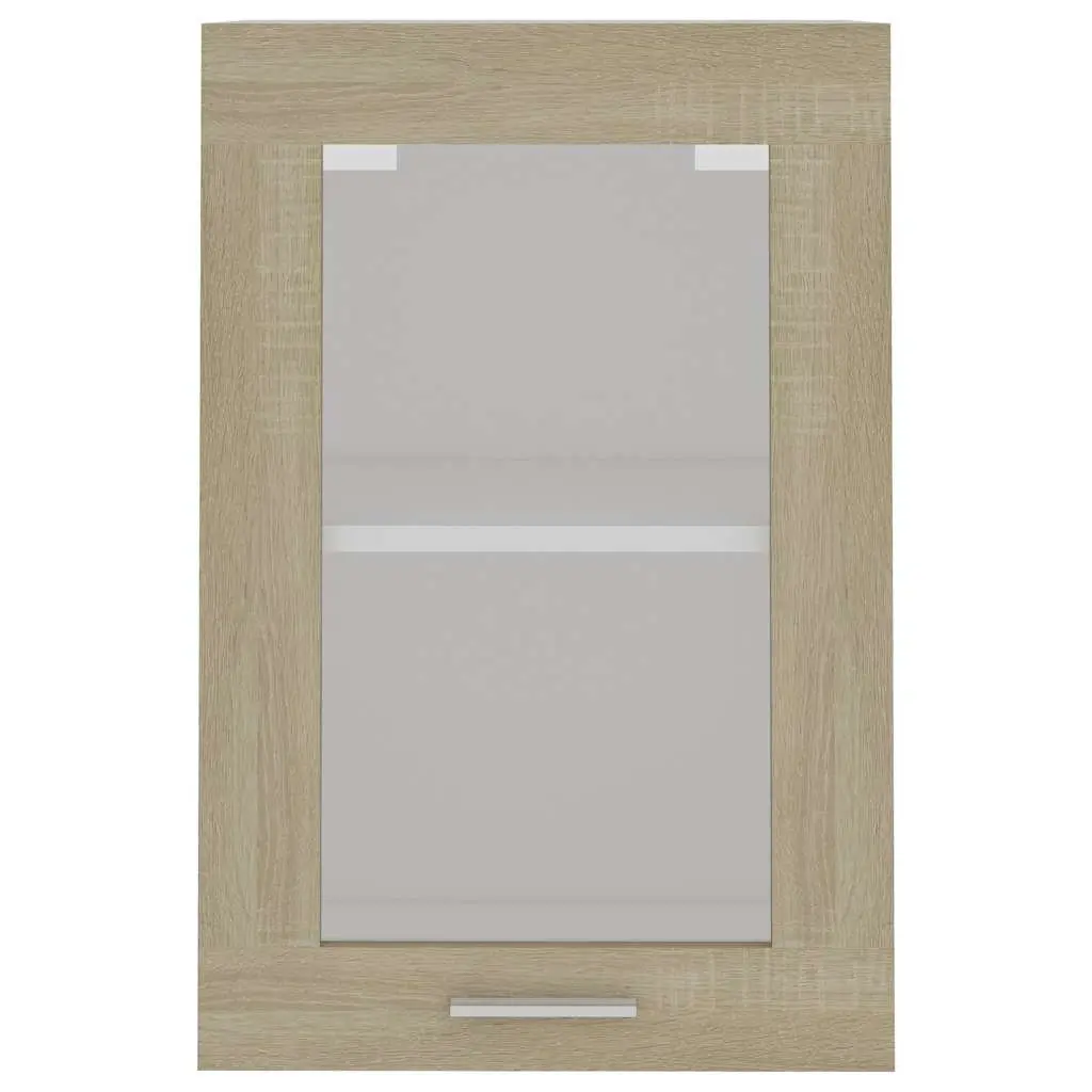 Hanging Glass Cabinet Engineered Wood Brown Space Saving Wall Mounted Kitchen Storage Organizer 40x31x60cm