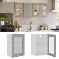 Wall-Mounted Grey Glass Kitchen Cabinet for Storage