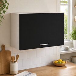Black Engineered Wood Kitchen Cabinet with Flip-Up Door