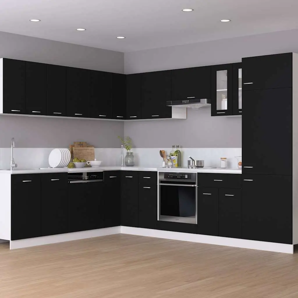Hanging Kitchen Cabinet Space-saving Flip-Up Door 60 x 31 x 40 cm Black Engineered Wood