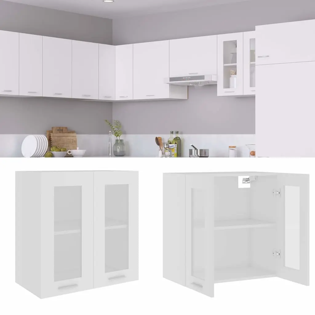 Hanging Glass Cabinet Space-Saving Wall-Mounted Storage 60x31x60cm White