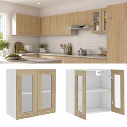 Engineered Wood Hanging Glass Cabinet for Kitchens