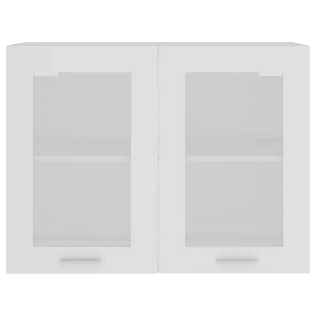 Hanging Glass Cabinet White 80x31x60cm Kitchen Storage Cupboard 2 Doors
