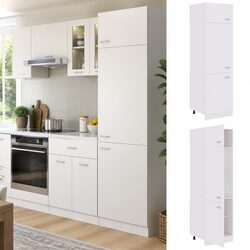 White Kitchen Storage Cabinet with Four Internal Shelves