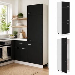 4-Shelf Black Refrigerator Cabinet for Kitchen Storage