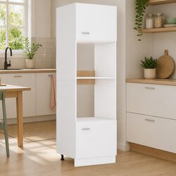 White Engineered Wood Microwave Cabinet with 4 Shelves