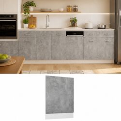Dishwasher Panel Grey Engineered Wood Cover 45x3x67cm