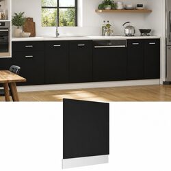 Black Engineered Wood Dishwasher Panel 59.5x67cm