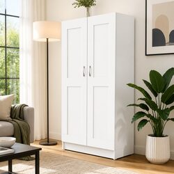 Engineered Wood White Book Cabinet with 2 Doors