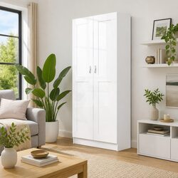 Engineered Wood Bookcase with 5-Shelf Storage and Doors