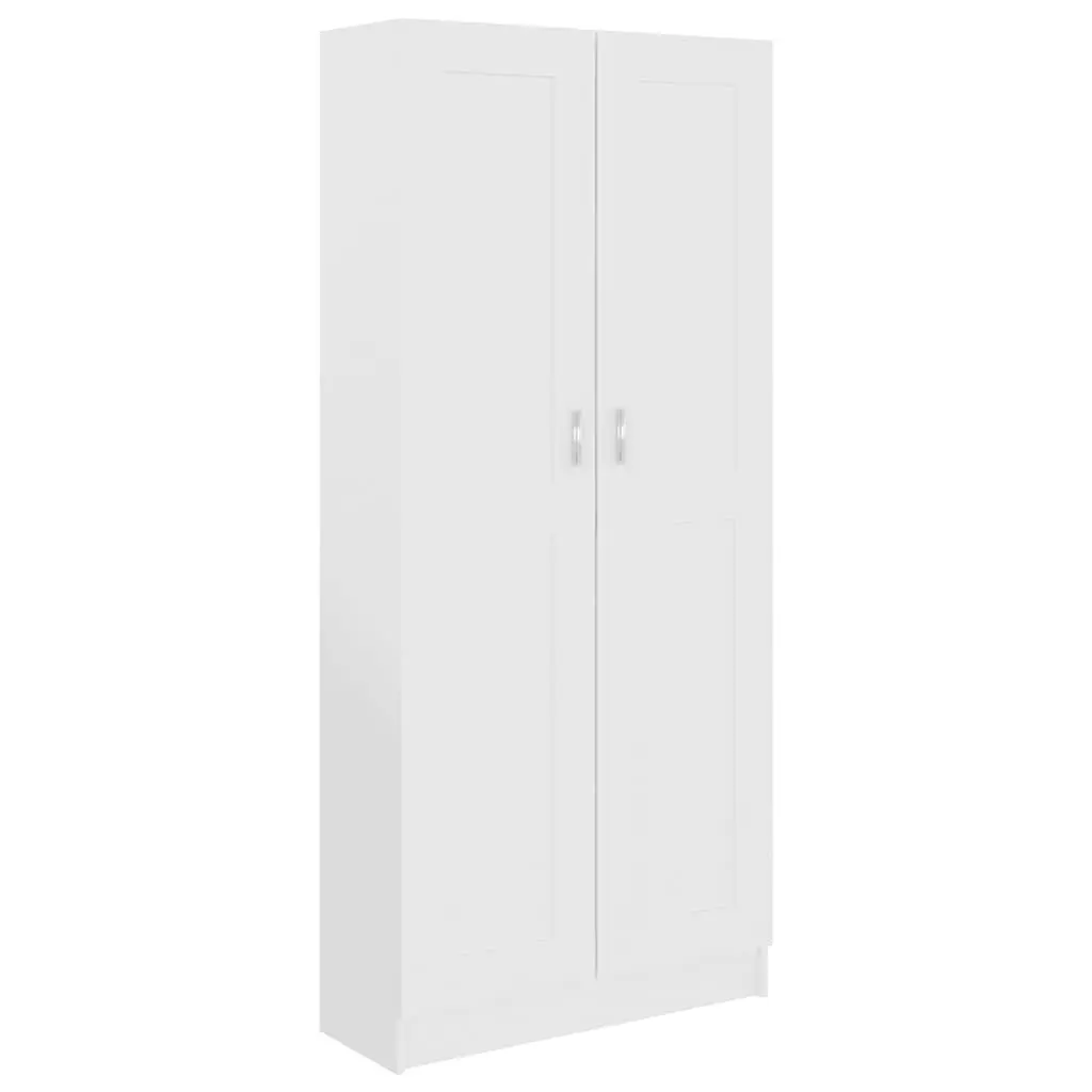 Bookcase White 5 Compartments 2 Doors Storage Shelf Home Office