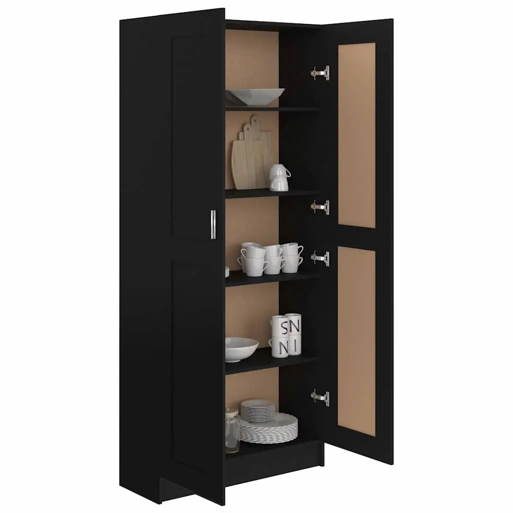 Book Cabinet Black 82.5x30.5x185.5 cm Storage Shelving Unit with 5 Compartments and 2 Doors