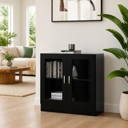 Engineered Wood Display Cabinet Black 82.5x30.5x80cm