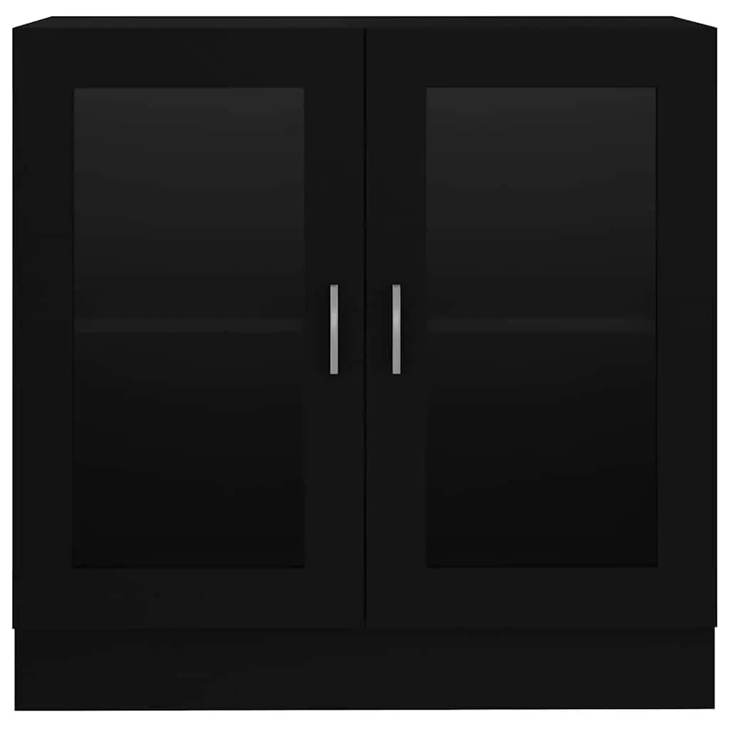 Black Display Cabinet Engineered Wood 82.5x30.5x80cm Storage Unit Shelving