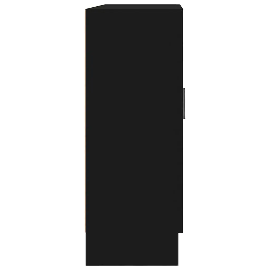Black Display Cabinet Engineered Wood 82.5x30.5x80cm Storage Unit Shelving