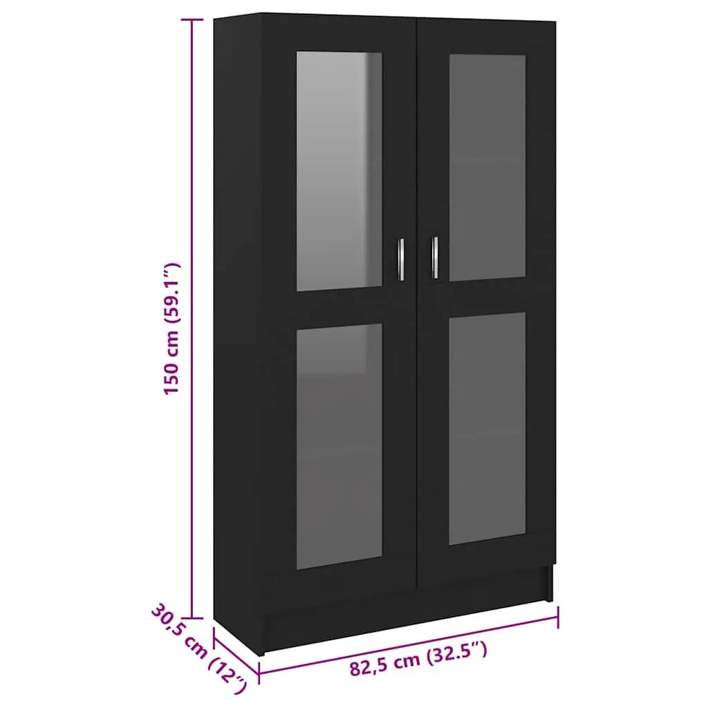 Vitrine Cabinet Storage Display Shelf 4 Compartment Black