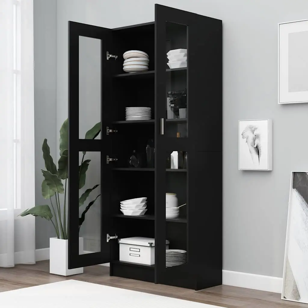 Display Cabinet Convenience Feature 82.5x30.5x185cm Black