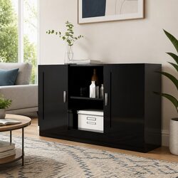 Black Sideboard Cabinet Engineered Wood 120x30.5x70cm