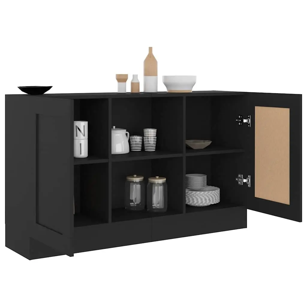 Black Sideboard Storage Cabinet 120x30.5x70cm 2 Door 2 Compartment Engineered