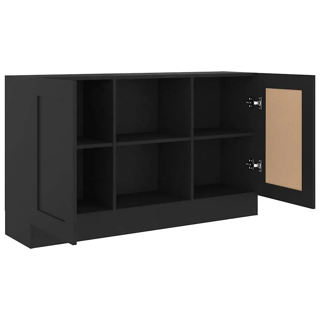 Black Sideboard Storage Cabinet 120x30.5x70cm 2 Door 2 Compartment Engineered