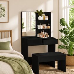 Engineered Wood Dressing Table with Mirror and Storage