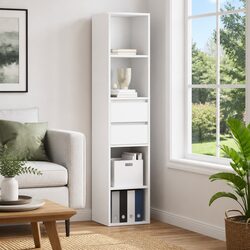 Engineered Wood Wall-Mounted Book Cabinet in White