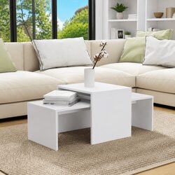 White Engineered Wood Nesting Coffee Table Set Specifications