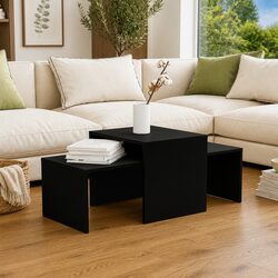 Engineered Wood Black Nesting Coffee Table Set