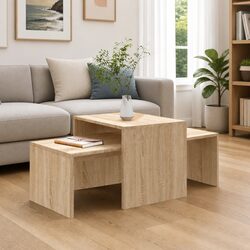 Engineered Wood Nesting Coffee Table Set - Brown Finish