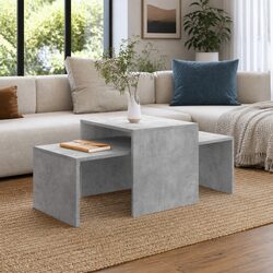 Grey Nesting Coffee Table Set with Engineered Wood Design