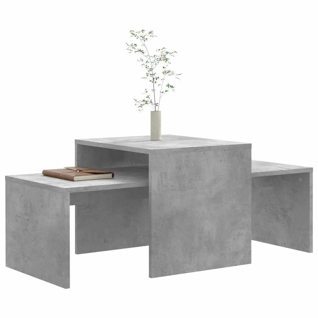 Coffee Table Set Grey Nesting Tables Engineered Wood Living Room Accent