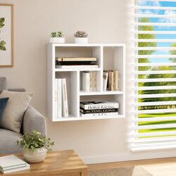 Wall Shelf White Engineered Wood Floating 45x16x45 cm