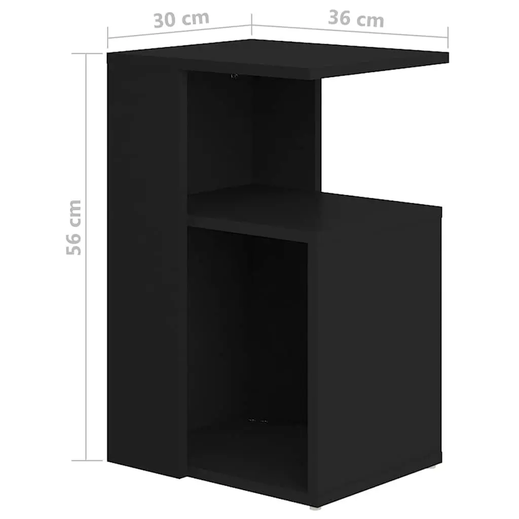 End Table Storage Black Modern Side Table 36 x 30 x 56 cm