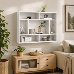 Wall Shelf Open Compartments 75x16x55 cm White Unit