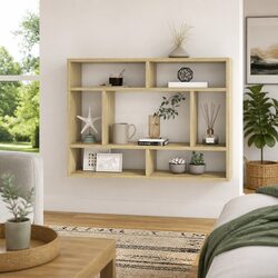 Open Compartment Wall Shelf in Sonoma Oak Finish