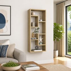Wall Shelf with Open Compartments, Engineered Wood, Brown