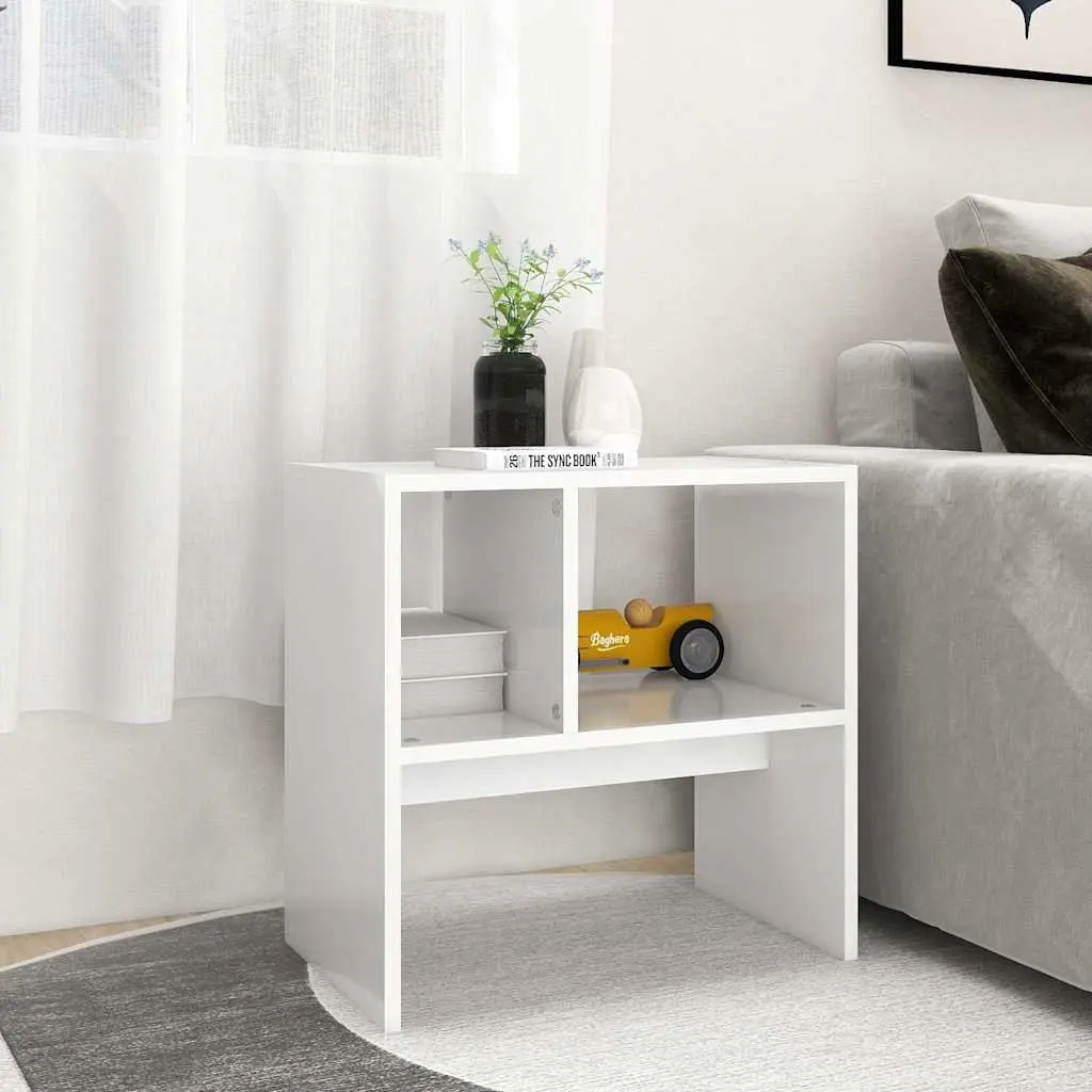 Side Table Storage Feature 50x30x50 cm White