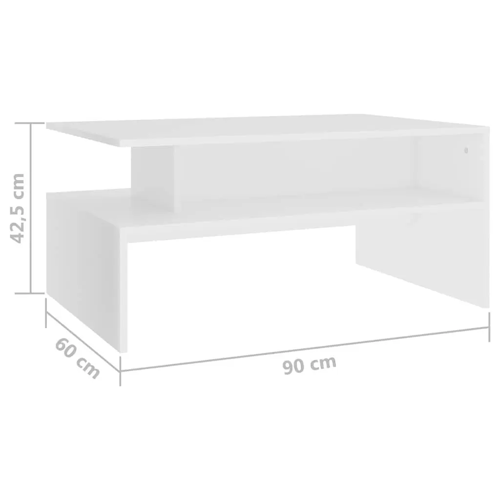 Coffee Table Modern Storage Shelf 90cm White