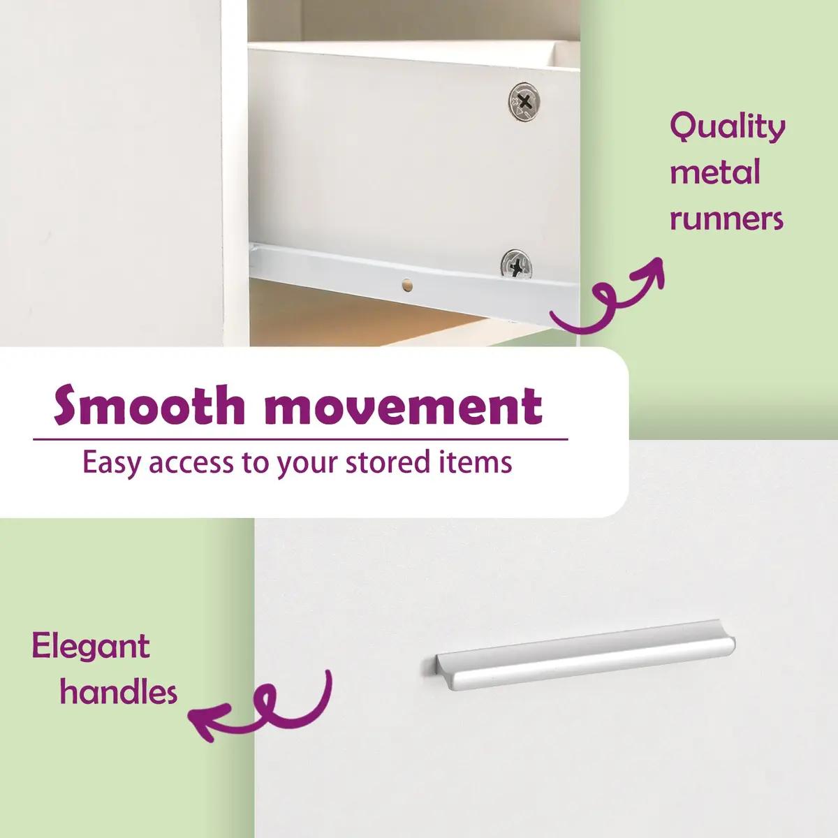 Bedside Table Modern Storage Two Drawers One Shelf White