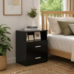 Set of Black Nightstands with Two Drawers Each