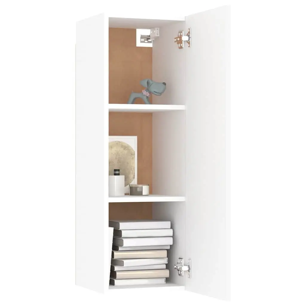TV Cabinet Wall-Mounted Storage Unit with 2 Shelves White 30.5 x 30 x 90 cm