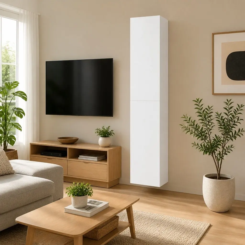 Wall-Mounted TV Cabinet Set Sturdy White 30.5x30x90cm