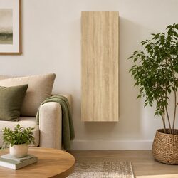 Brown Wall Mounted TV Cabinet with Engineered Wood Shelves