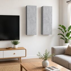 Set of 2 Wall-Mounted TV Cabinets in Concrete Grey